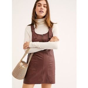Free People Brown Vegan Leather Freya Overall Dress